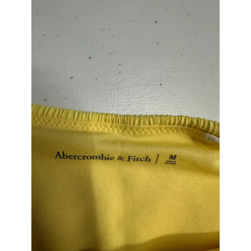 Abercrombie Womens Yellow Textured High Rise Bikini Bottoms Sz M NWOT Beach Swim